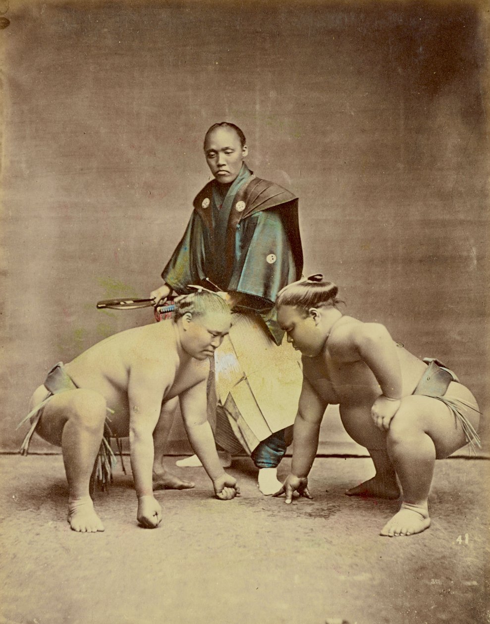 Sumobrottare, ca 1880 (handkolorerat albuminprint) av Kusakabe Kimbei