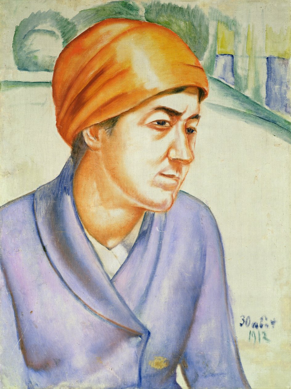 Porträtt av en kvinnlig arbetare, 1912 av Kuzma Sergeevich Petrov Vodkin