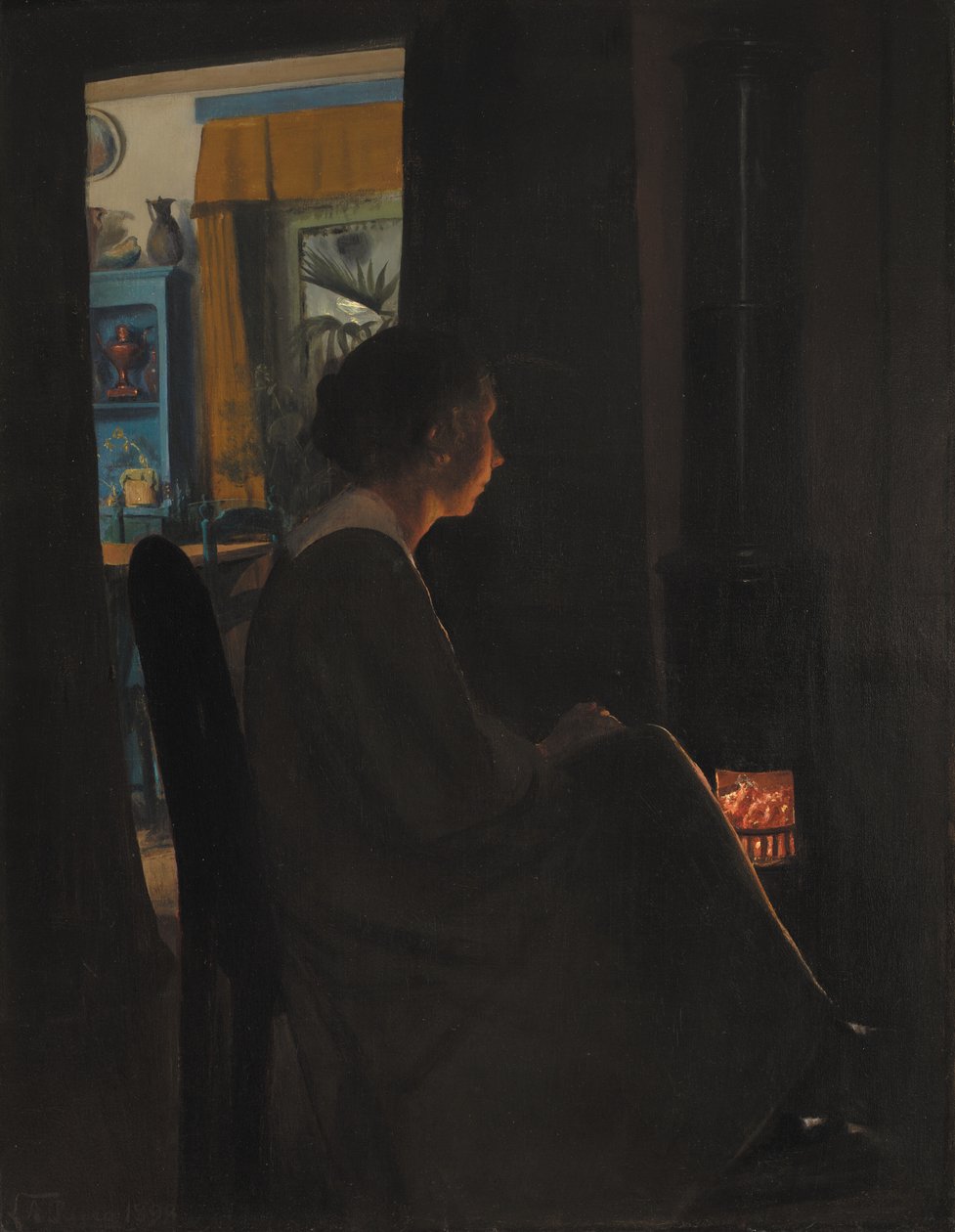 Skymning. Konstnärens fru av Laurits Andersen Ring