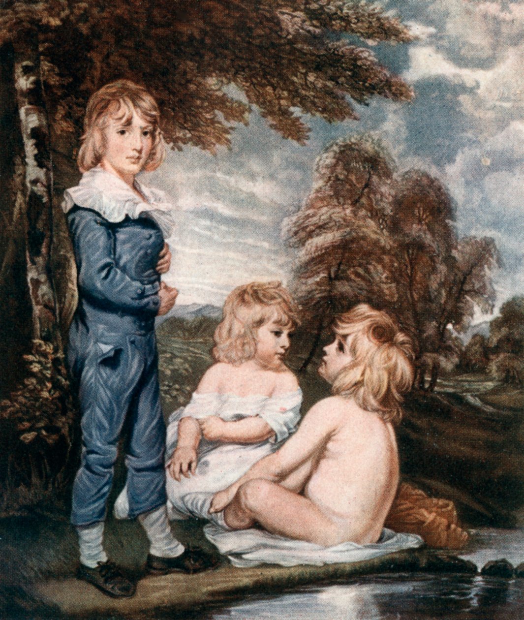 Barnbadande, 1700-talet, 1912. av L. Edwards