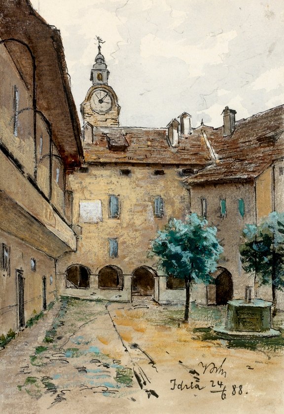  Idrija-grajsko dvoriscen av Ladislav Benesch