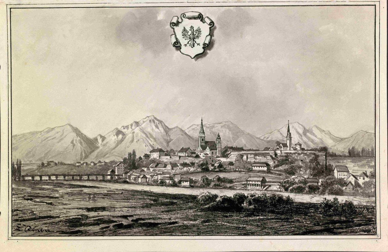  Kranj, zgoraj grb Kranjsken av Ladislav Benesch