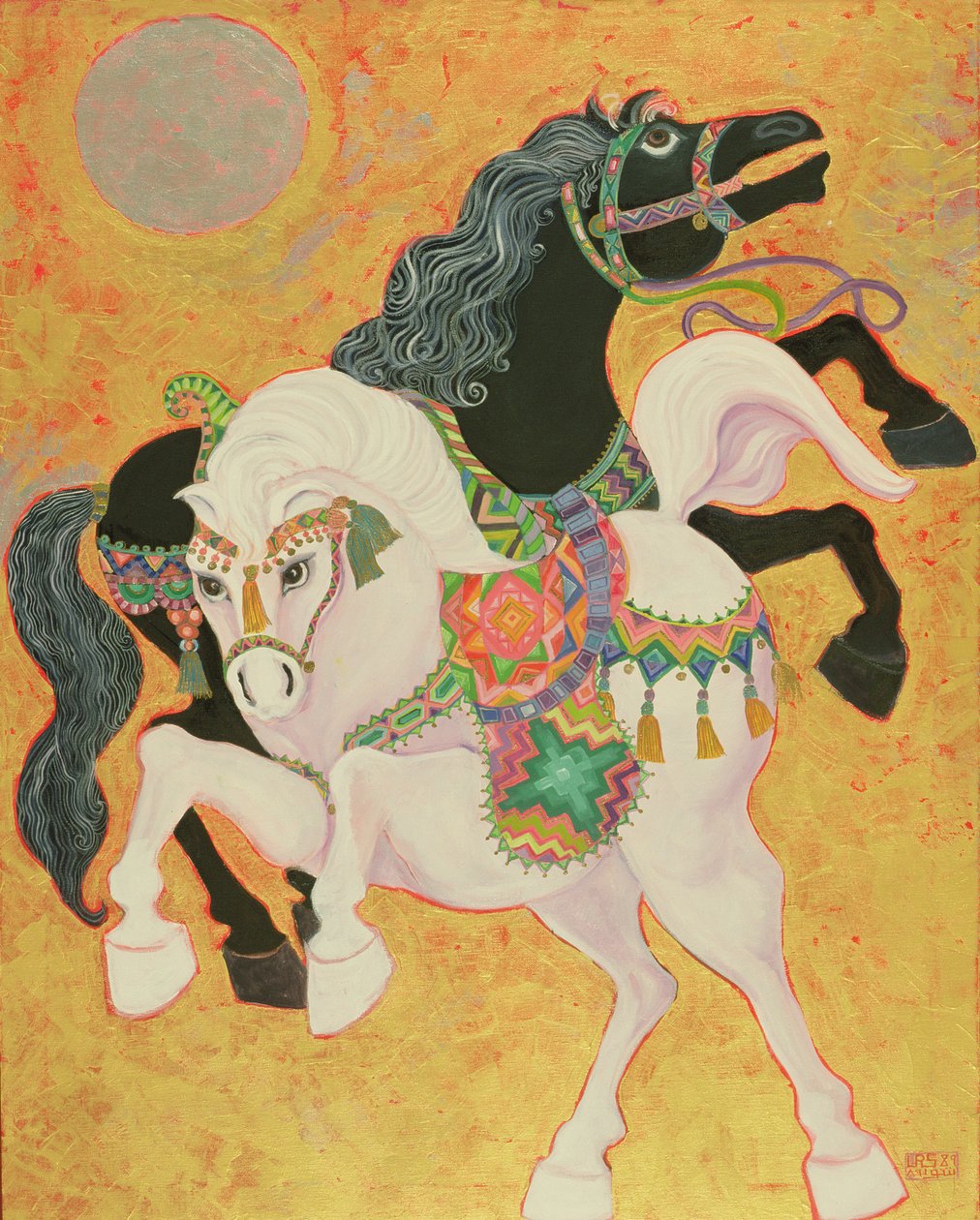 Antar och Abla, 1989 (akryl på duk) av Laila Shawa