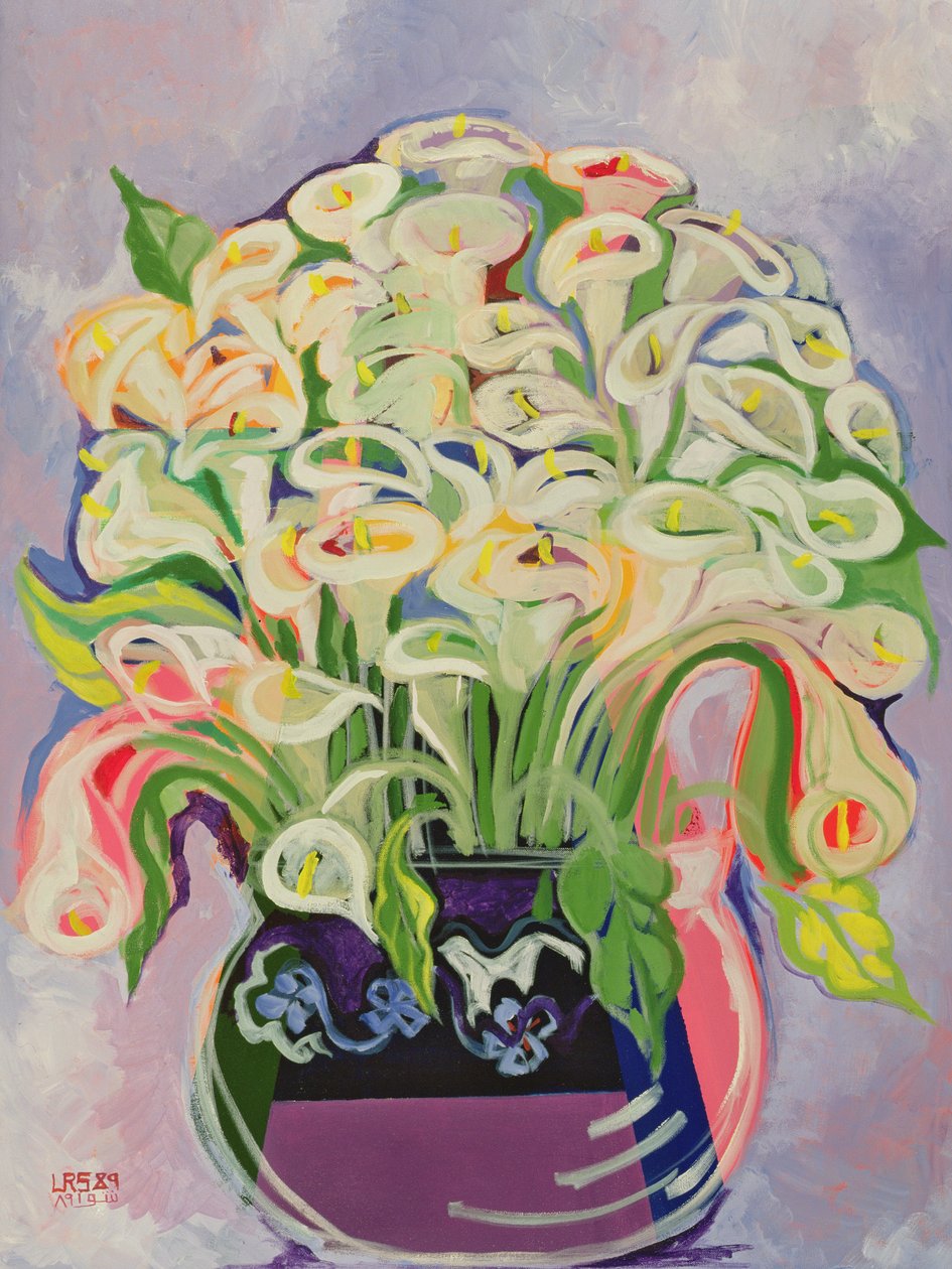 Lilies, 1989 (akryl på duk) av Laila Shawa