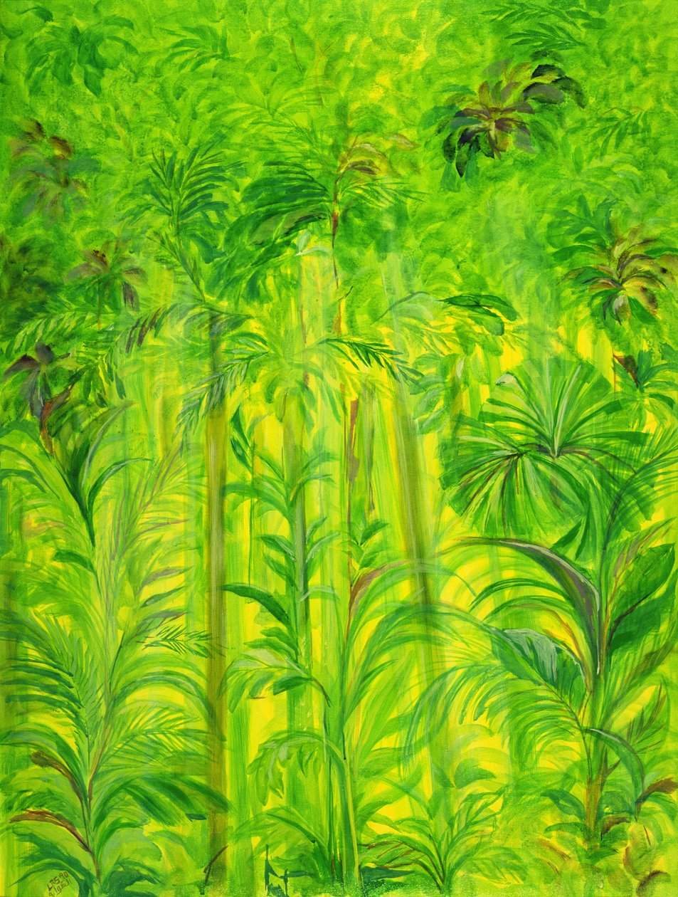 Rain Forest, Malaysia, 1990 (akryl på duk) av Laila Shawa