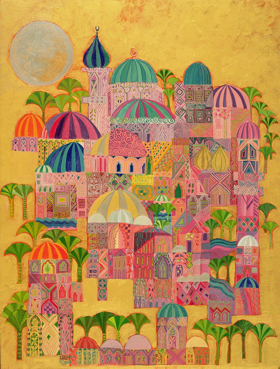 The Golden City, 1993-94 (akryl på duk) av Laila Shawa