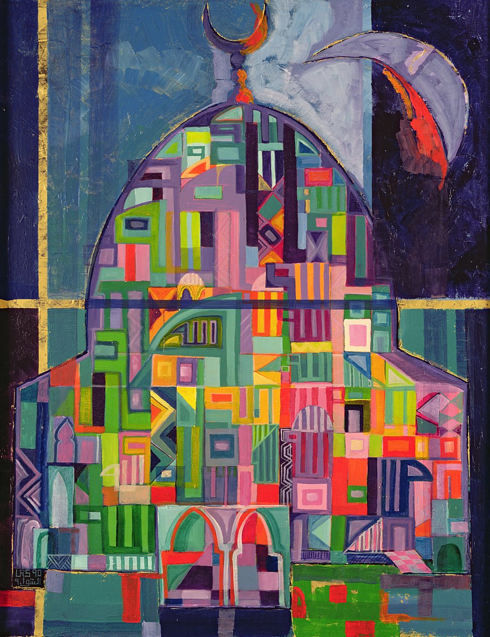 The House of God, 1993-94 (akryl & guldpigment på duk) av Laila Shawa