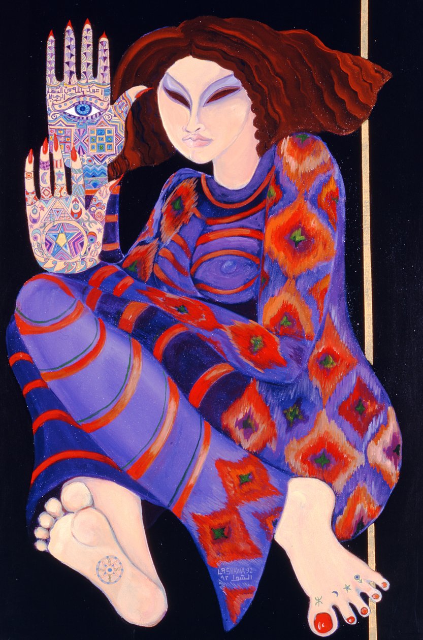Zeinab Chasing the Devil (Del 2), 1992 (akryl på papper) (se även 279211) av Laila Shawa