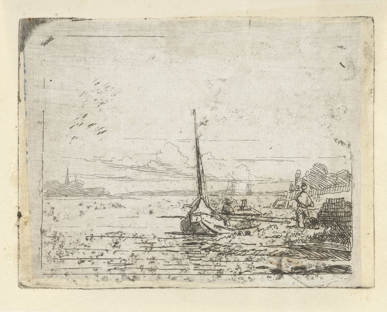 Fartyg på en strand av Lambertus  Hardenberg