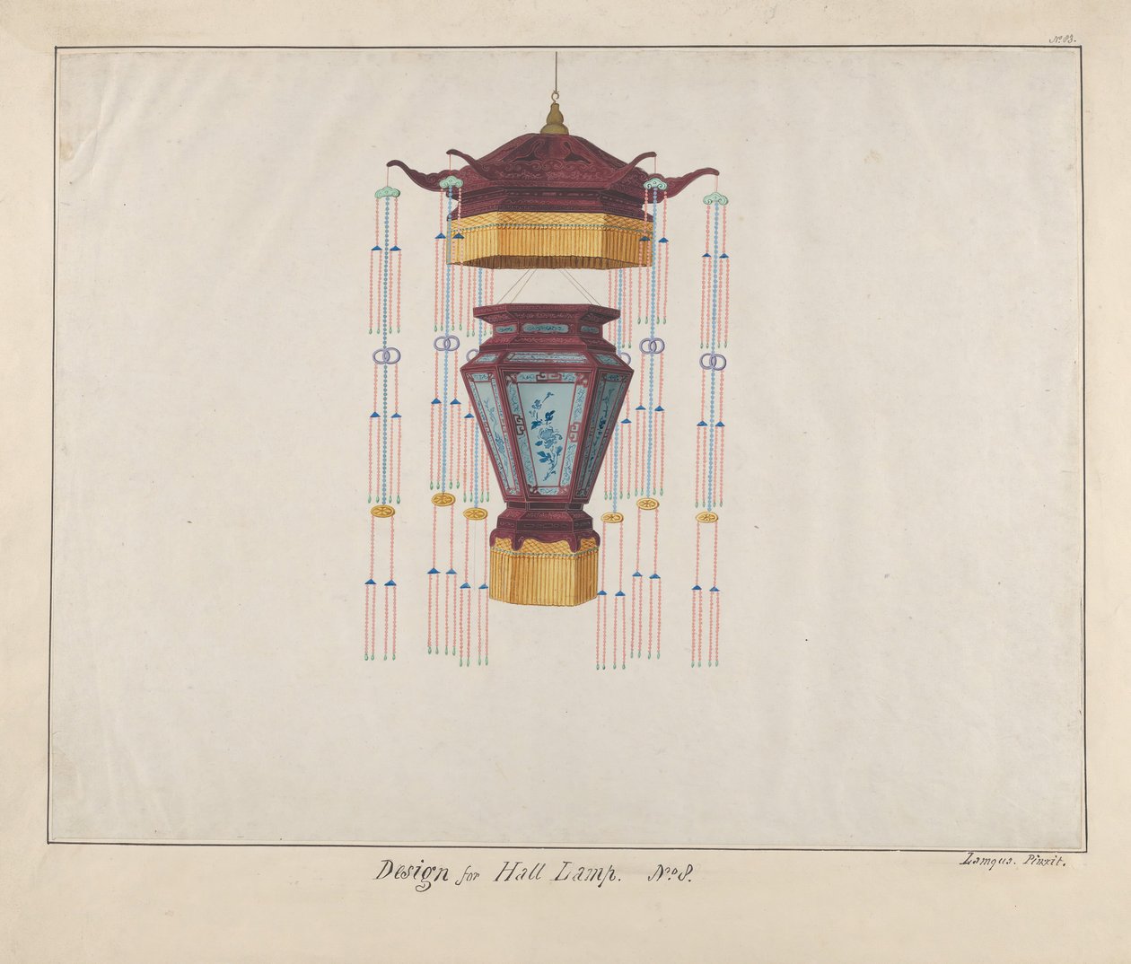 Design för en halllampa, ca. 1800-1810. av Lamqua
