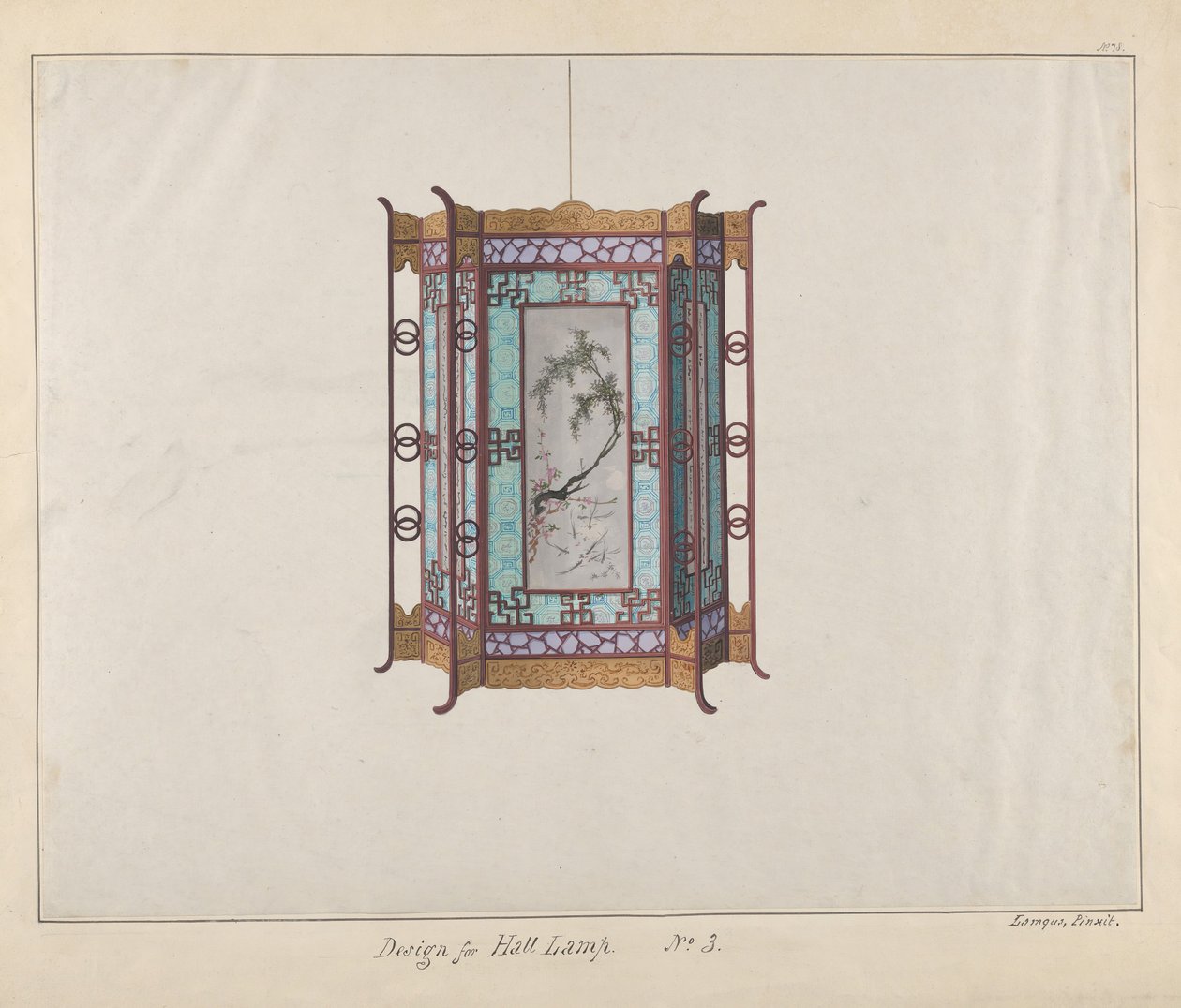 Design för en halllampa, ca. 1800-1810. av Lamqua