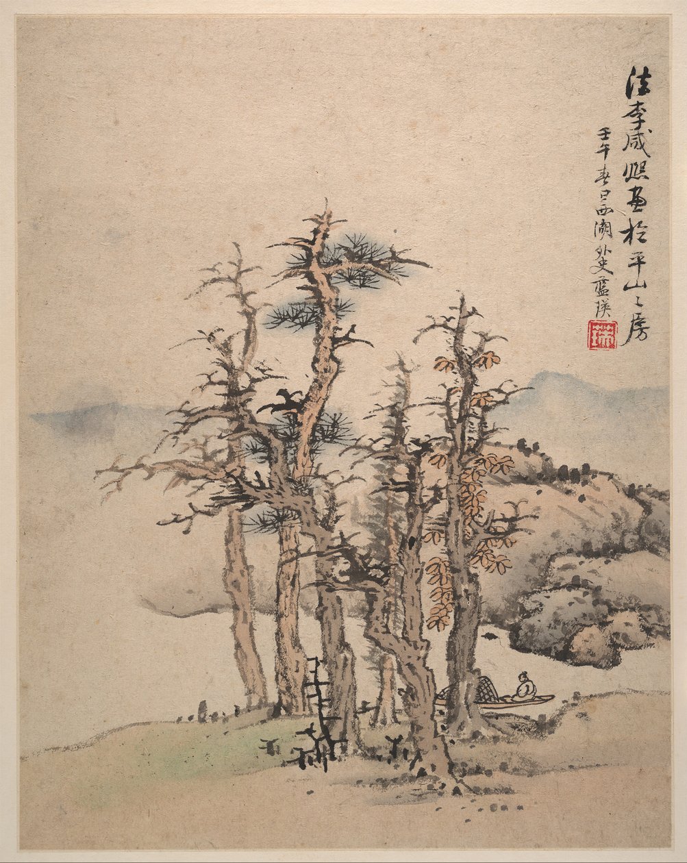 Landskap efter Song och Yuan mästare, 1642. av Lan Ying