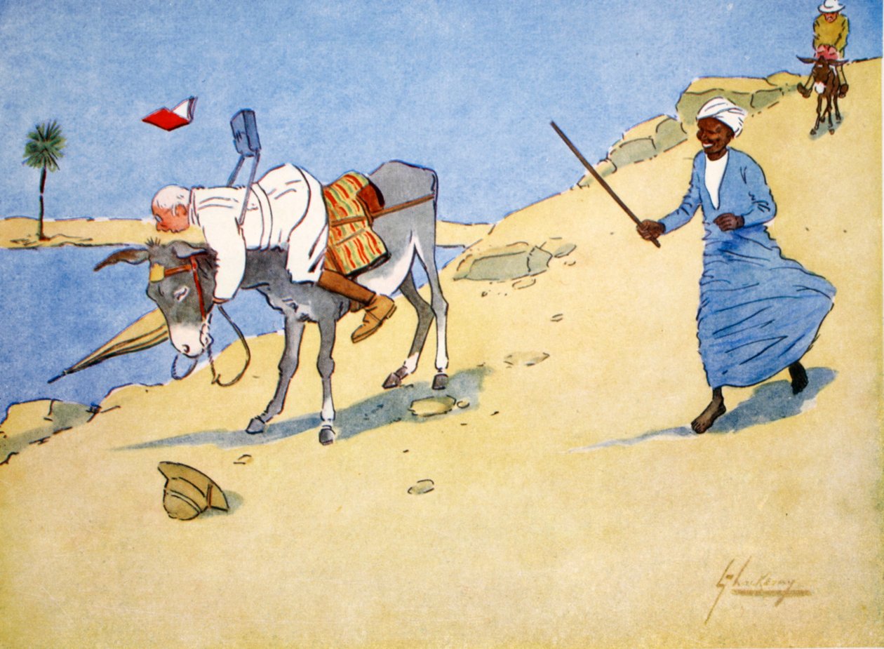 Ett stopp på Nilen, från "The Light Side of Egypt", 1908 av Lance Thackeray