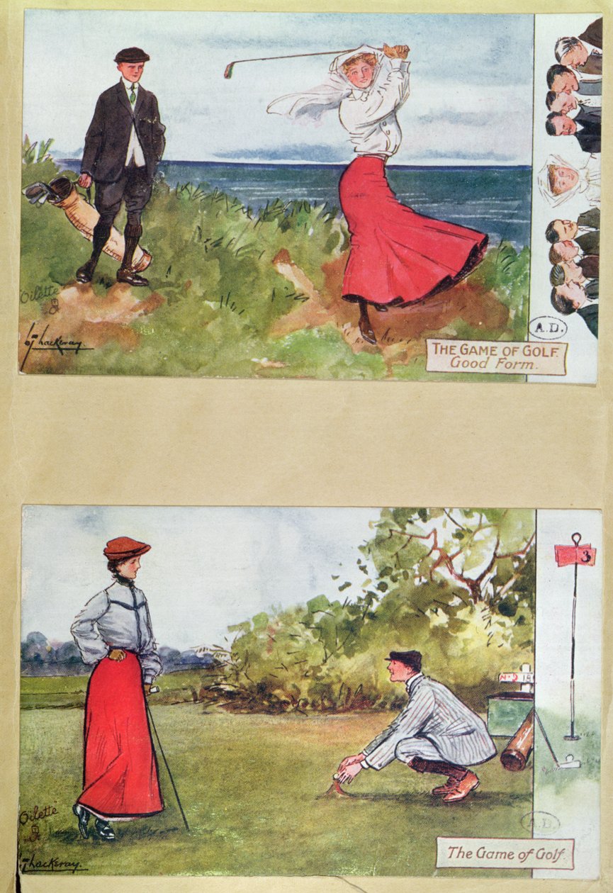 Vykort som föreställer golfspelet, tidigt 1900-tal av Lance Thackeray
