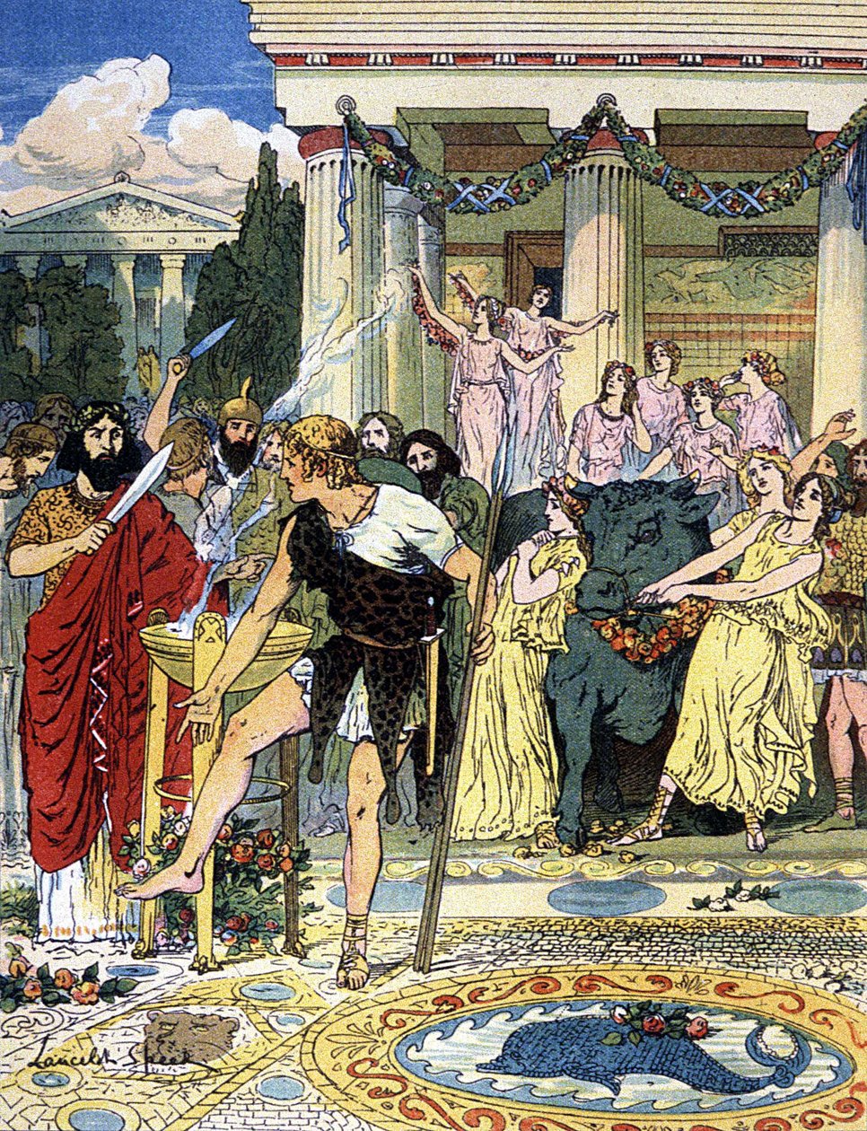 Pelias och Jason, ca 1900 (illustration) av Lancelot Speed