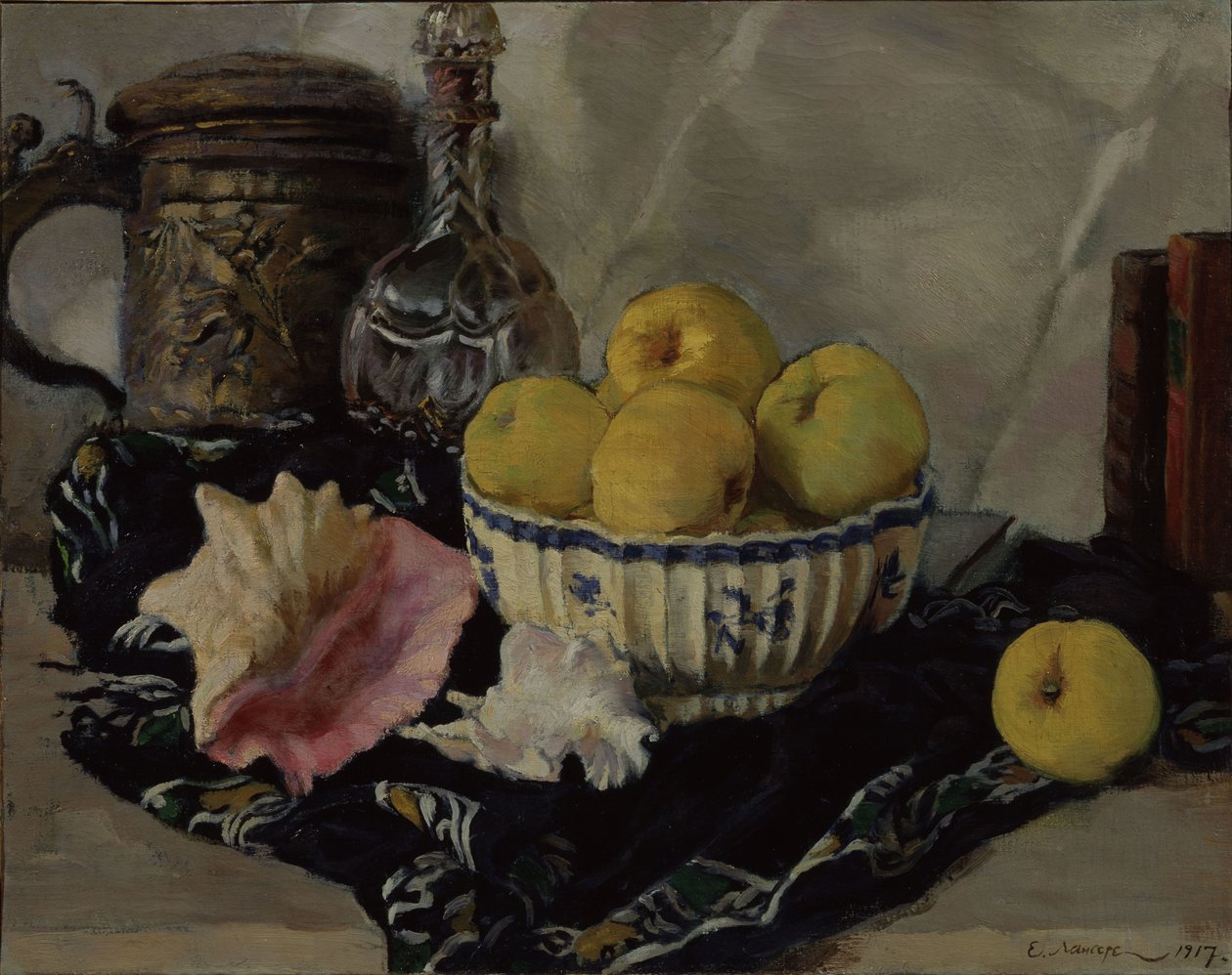 Fortfarande liv. Skal och äpplen, 1917 av Lanceray