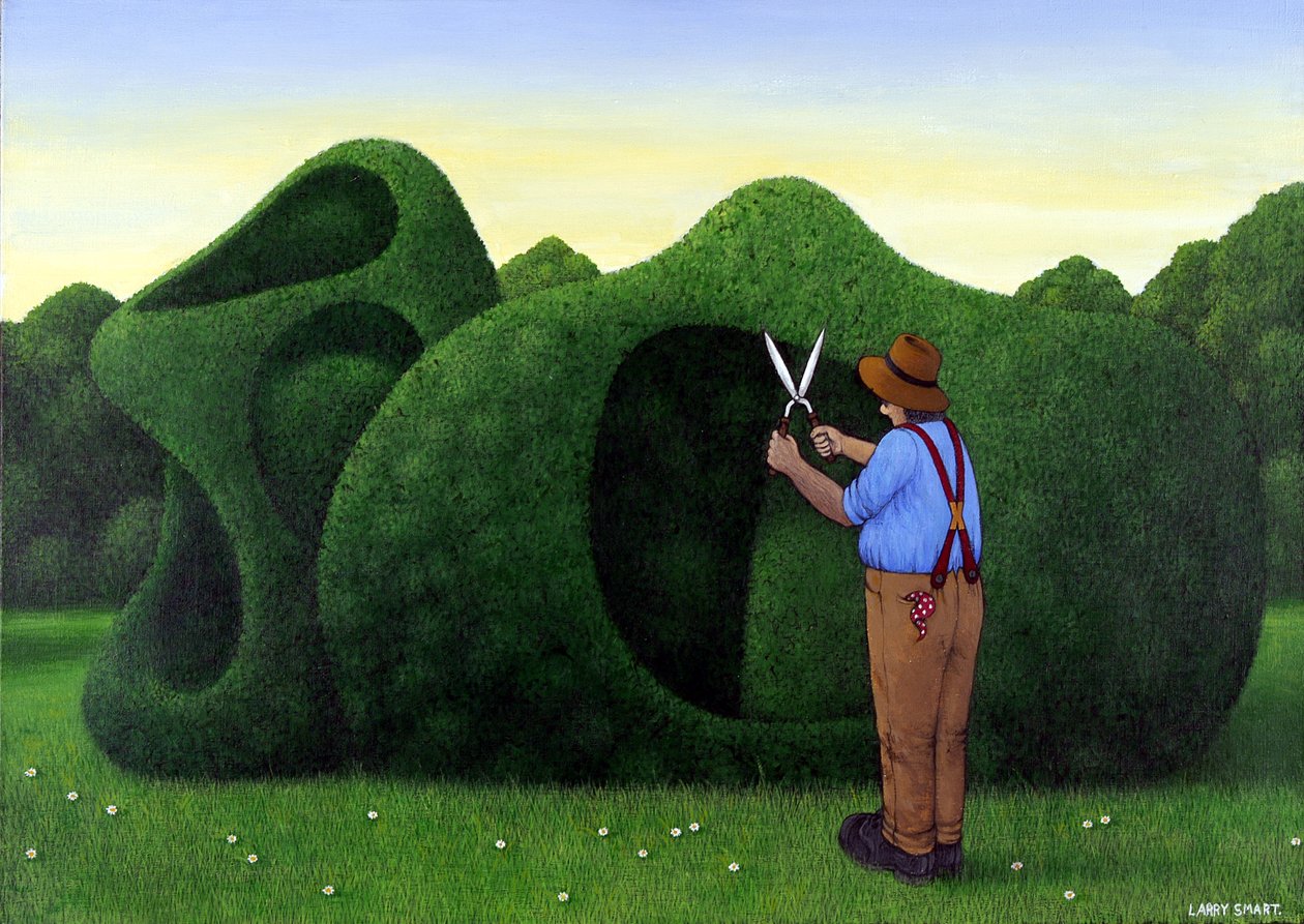 Moore Topiary (akryl på linne) av Larry Smart