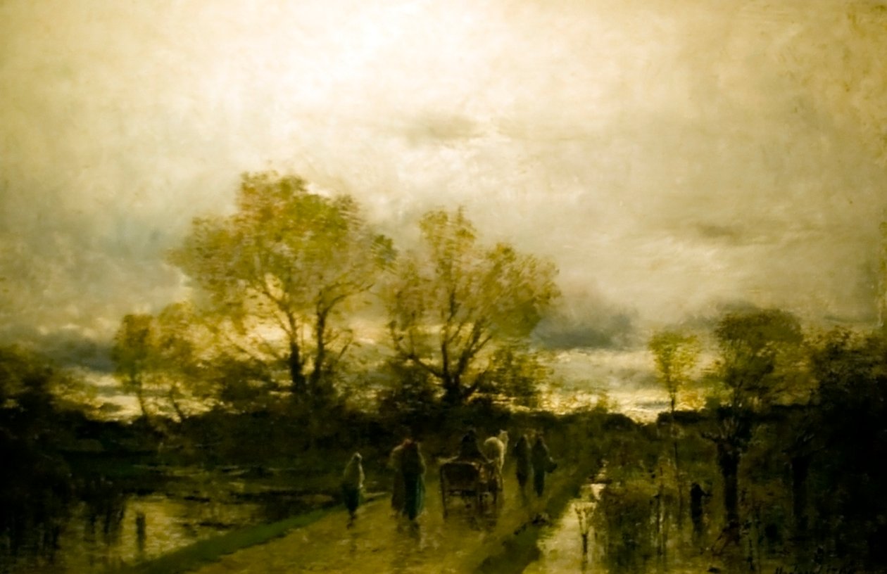  Mocsaras taj Csatakos utnEnglish: Marshy Landscape Muddy Roadn av Laszlo Mednyanszky