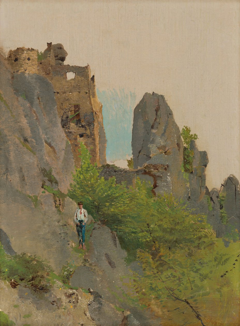 Utsikt över Sú? Ovské-ruinerna, 1875-85 av Laszlo Mednyanszky