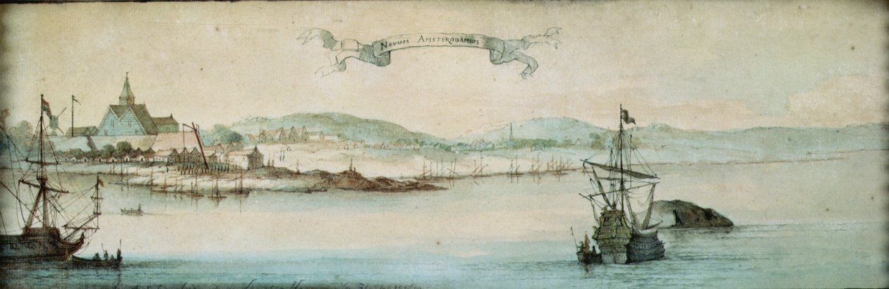 New Amsterdam, New Holland, 1650 (wc och bläck på papper) av Laurens Block