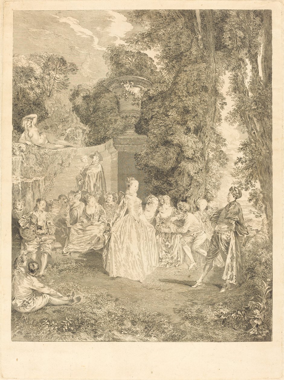 Venetianska rätter av Laurent Cars after Antoine Watteau