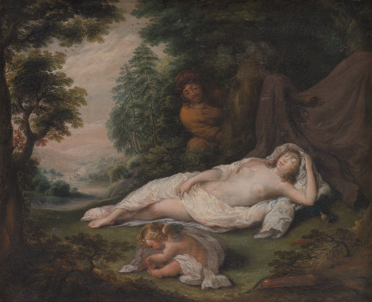 Sleeping Nymph Watched by a Man av Laurentius de Neter