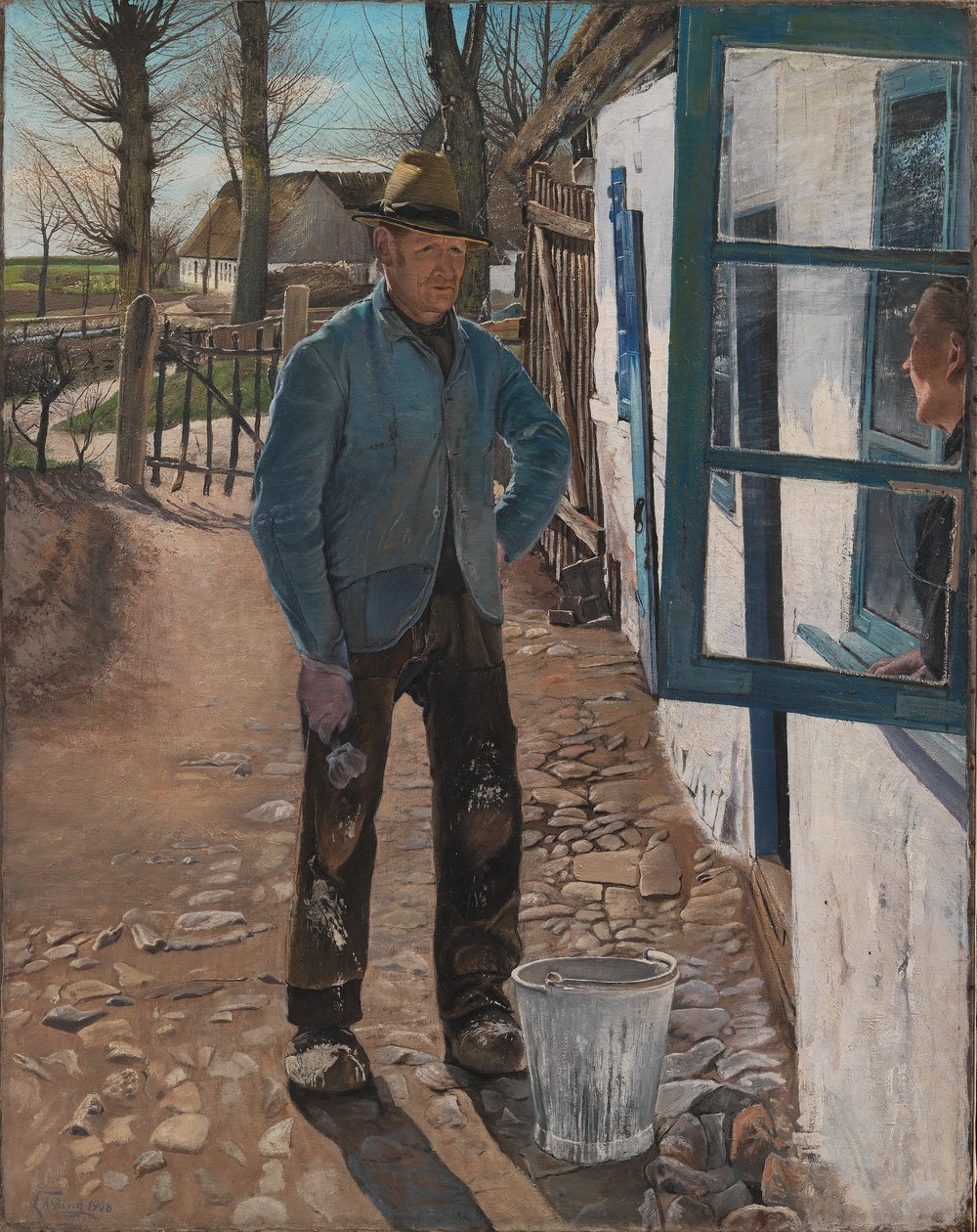 Vitkalkning av det gamla huset, 1908 av Laurits Andersen Ring