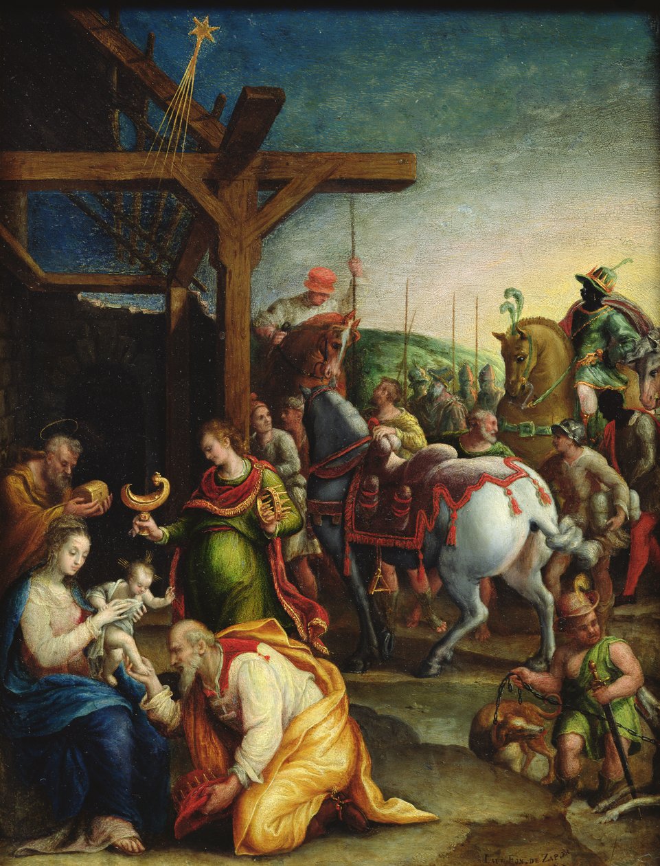 The Adoration of the Magi, sent 1500-tal (olja på koppar) av Lavinia Fontana