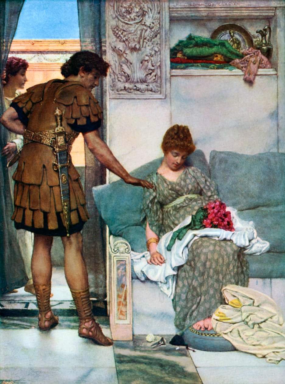 En tyst hälsning, 1908-1909. av Lawrence Alma Tadema