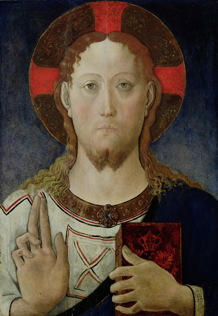 Christ Blessing (tempera på panel) av Lazzaro Bastiani