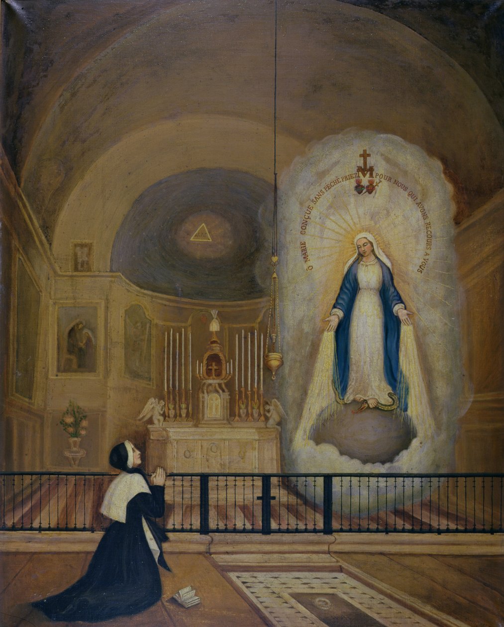 Jungfruns uppenbarelse för St. Catherine Laboure (1806-76) 31 juli 1830, 1835 av Le Cerf