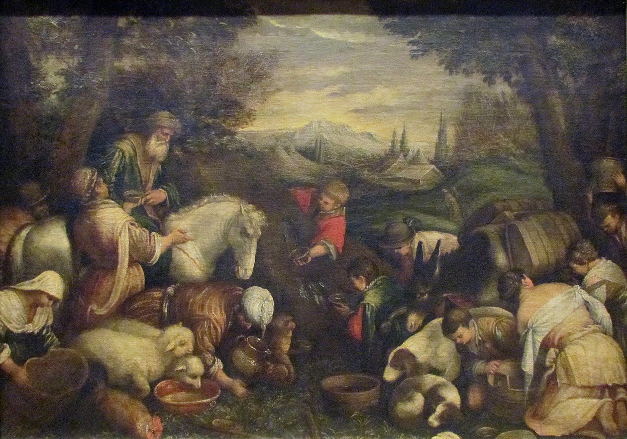 Moses slår mot klippan av Leandro Bassano