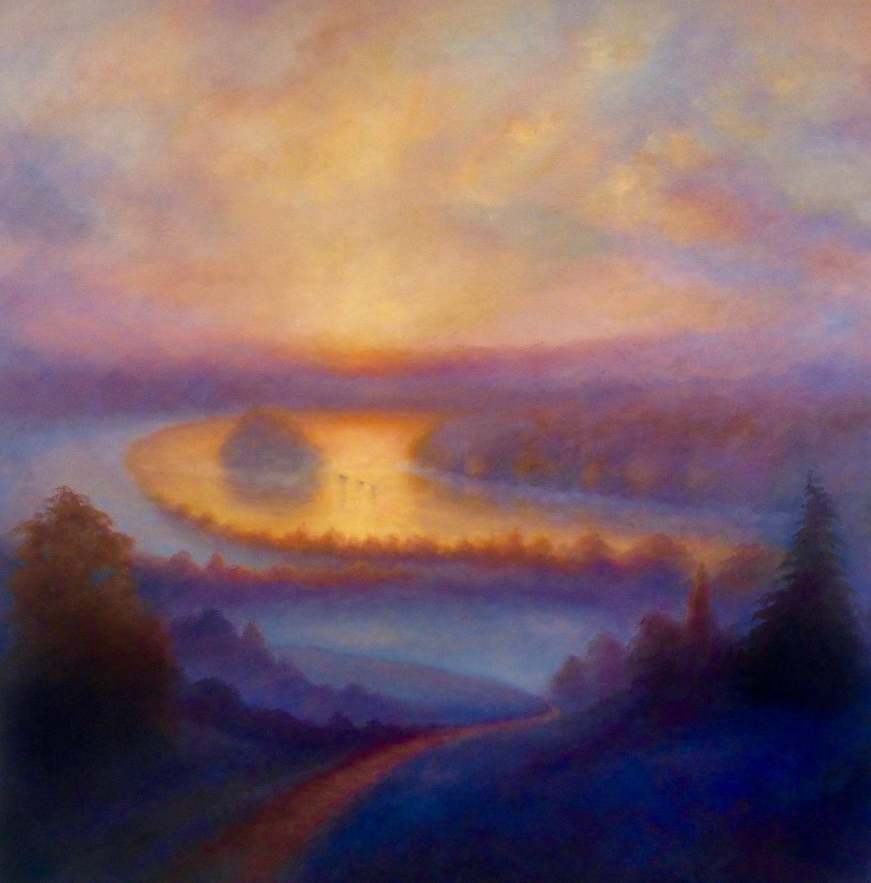 Misty View, 2023 (olja på duk) av Lee Campbell