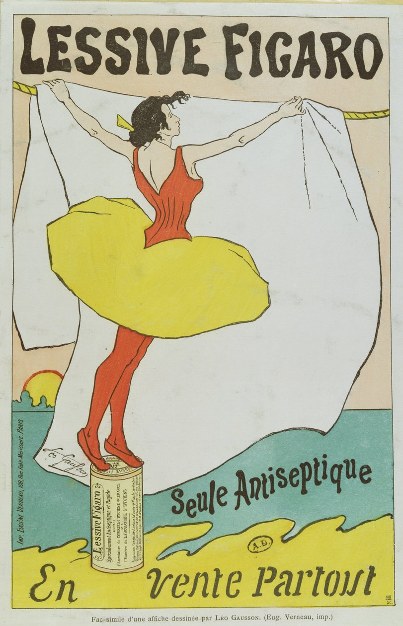 Reproduktion av en affisch med reklam för "Lessive Figaro - det enda antiseptiska läkemedlet", slutet av 1800-talet. av Leo Gausson