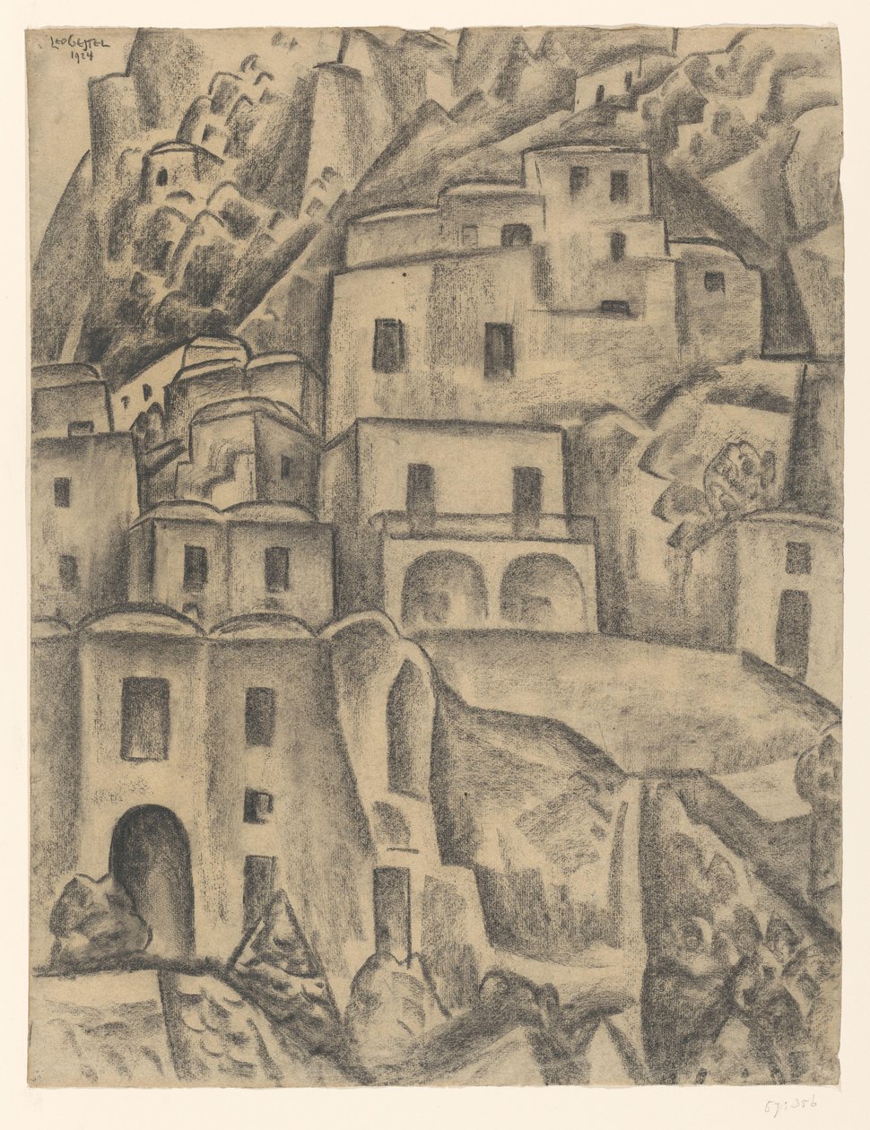 Hus på bergssluttningar av Leo Gestel (signed by artist)