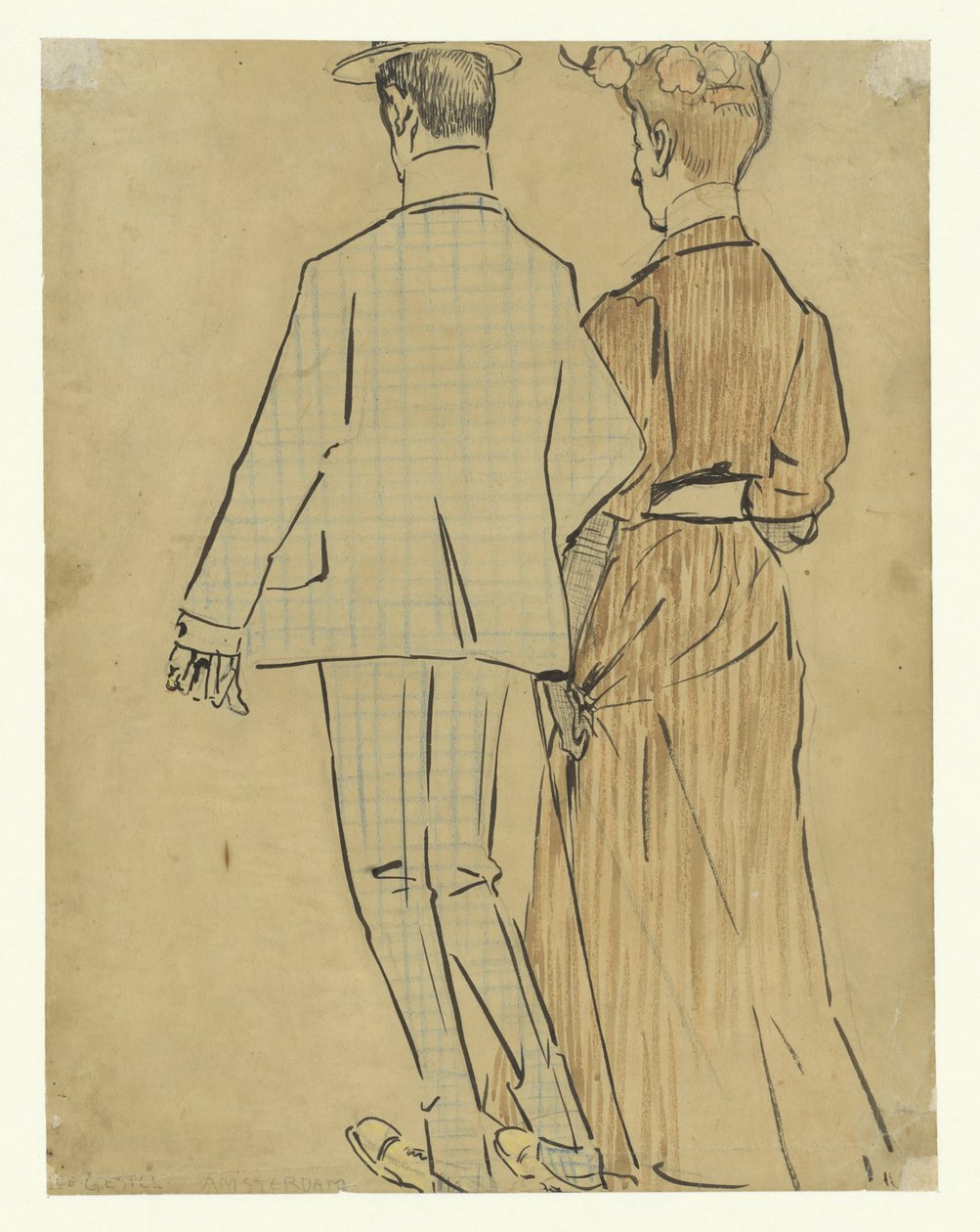 gående par av Leo Gestel (signed by artist)