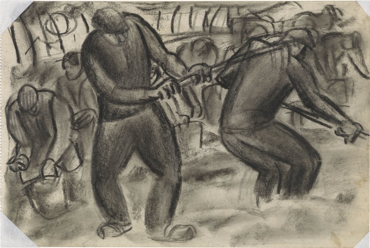 Potatisupptagare på fältet Utan titel av Leo Gestel