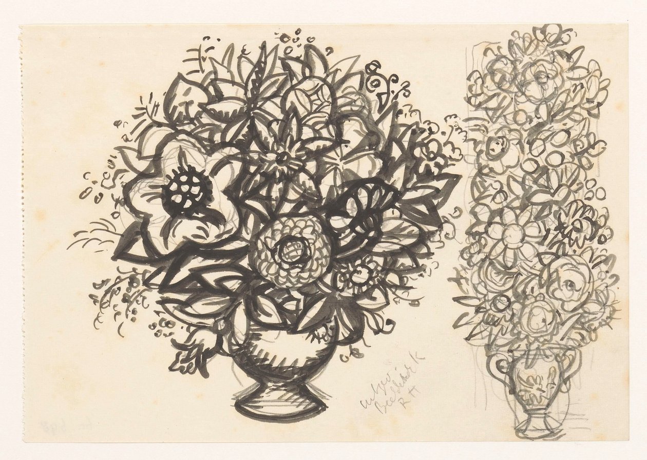 Två vaser med blommor av Leo Gestel