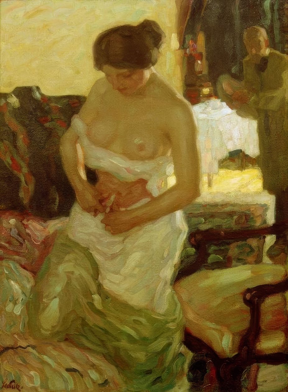 Atelierszene av Leo Putz
