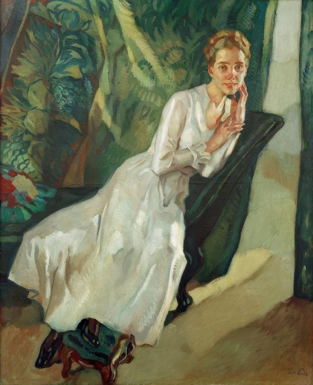 Porträtt av en kvinnas halsrem av Leo Putz