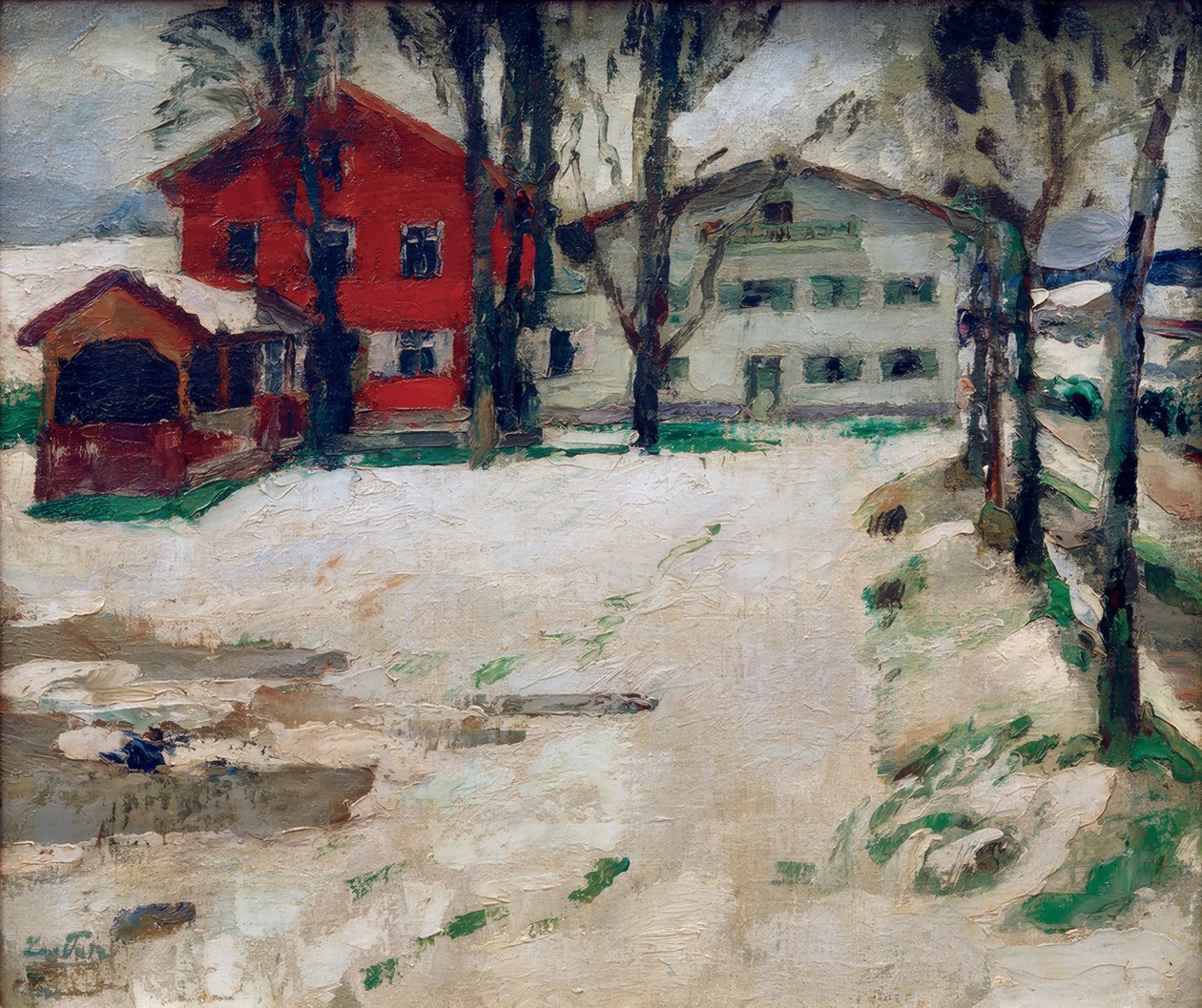 Värdshus i snön av Leo Putz