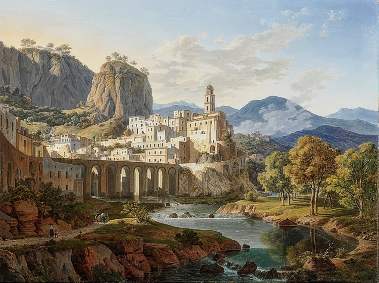 Utsikt över Atrani nära Amalfi. 1834 av Leo von Klenze