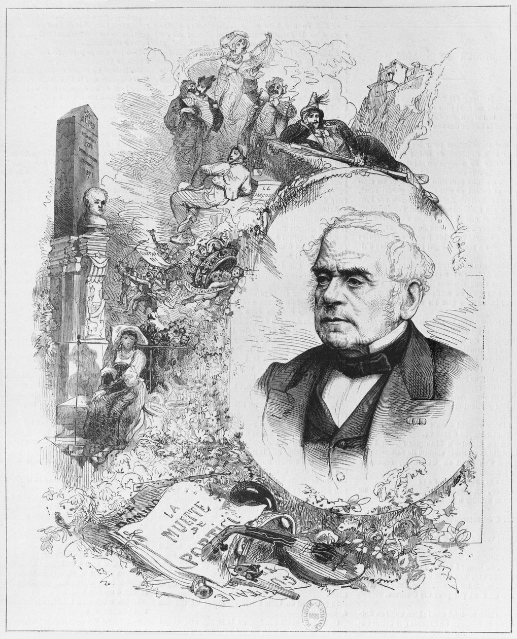 Esprit Auber (1782-1871) (svart foto) av Leon Alexandre Tourfaut