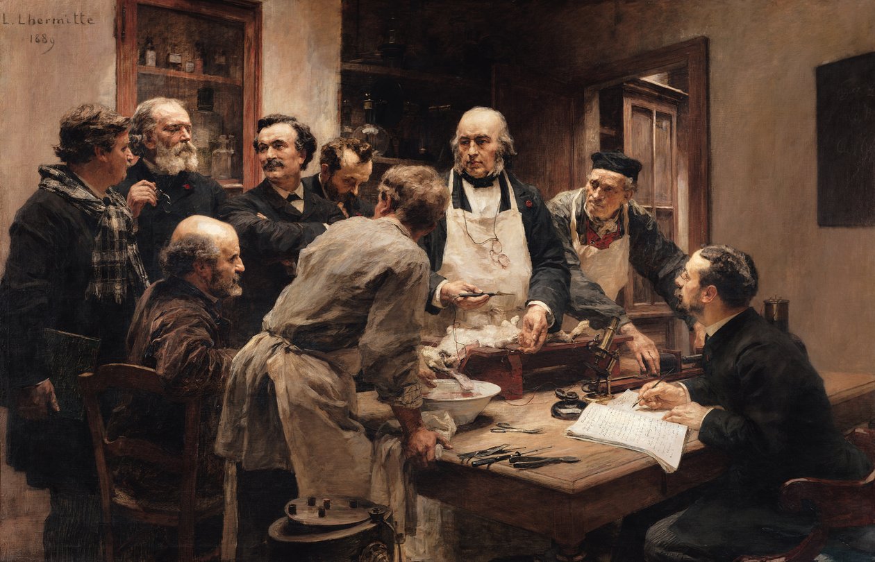 The Lesson of Claude Bernard (1813-78) eller, Session på Vivisection Laboratory, 1889 av Leon Augustin Lhermitte