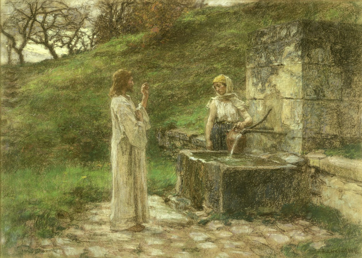Samaritanen vid brunnen (pastell på duk) av Leon Augustin Lhermitte