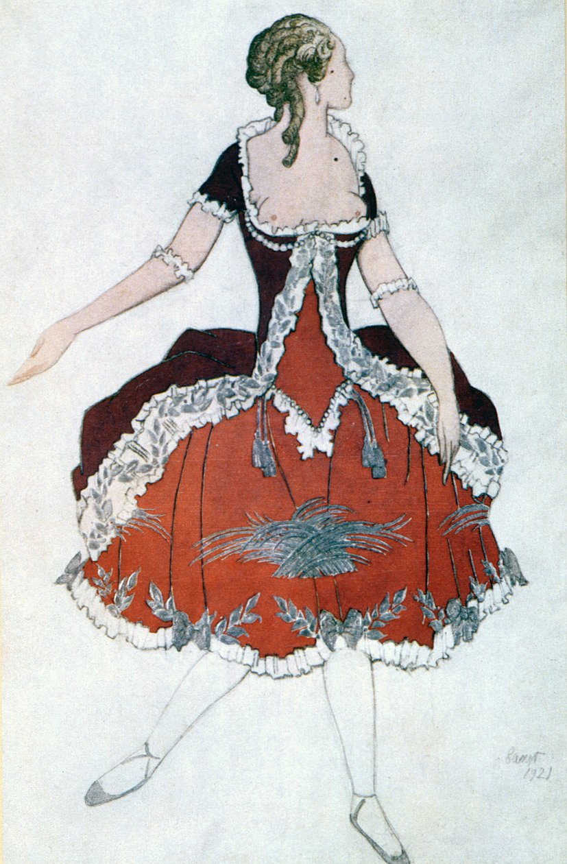 Kostymdesign för prinsessan Aurora från Törnrosa, 1921 av Leon Bakst