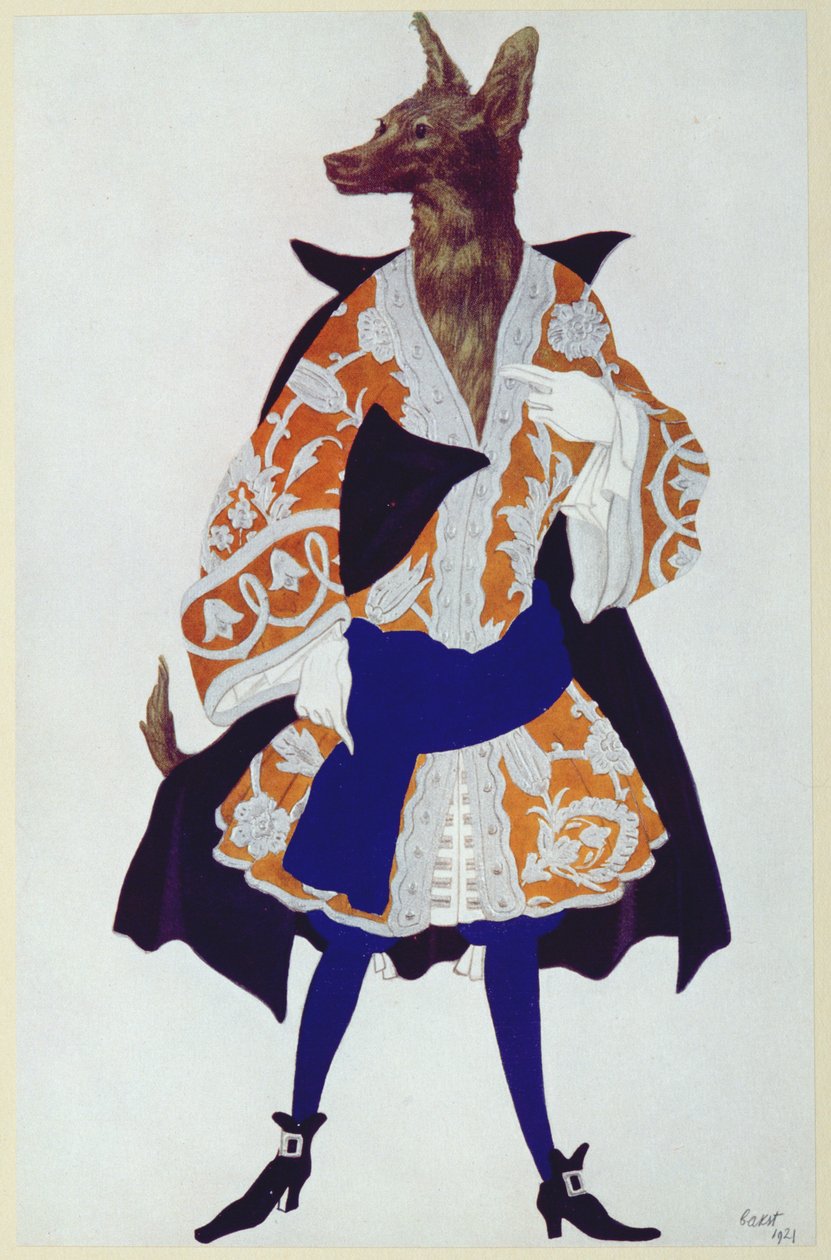 Kostymdesign för Vargen från Törnrosa, 1921 av Leon Bakst
