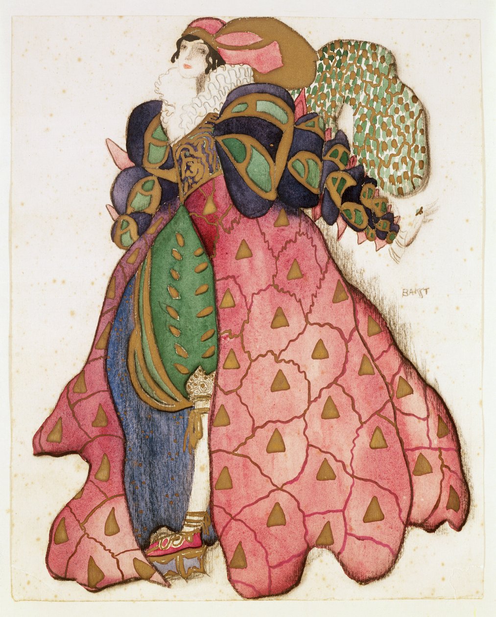 Kostymdesign för baletten "La Legende de Joseph", 1914 (kol och gouache på papper) av Leon Bakst