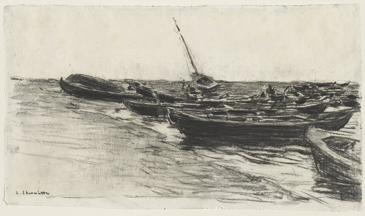 Båtar på stranden, ca. 187481. av Leon Augustin Lhermitte