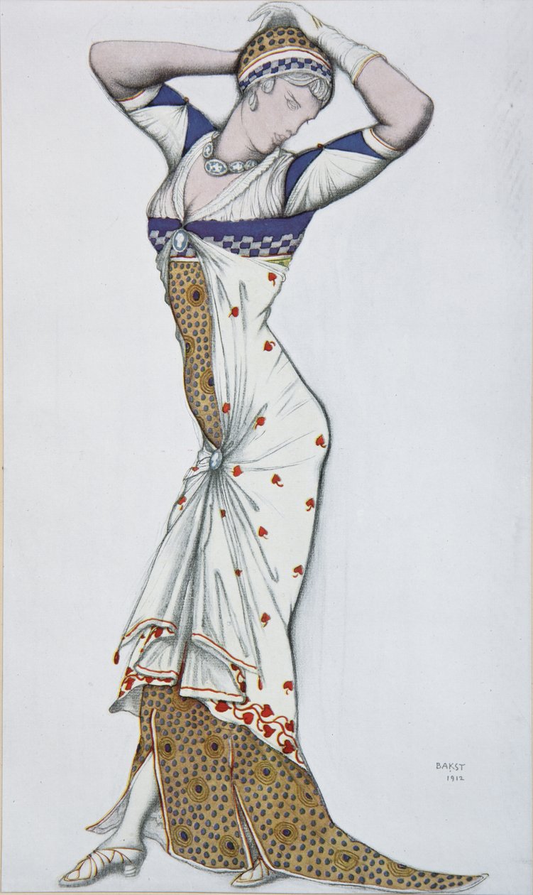 Design av en modern klänning, 1910-tal av Leon Bakst